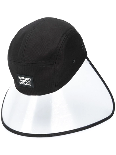 Burberry Transparent-brim Cotton Bonnet Hat In Black