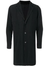 Issey Miyake Single-breasted Technical Pleated-jersey Overcoat In Navy