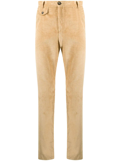 Rabanne Straight-leg Cotton-corduroy Trousers In Brown