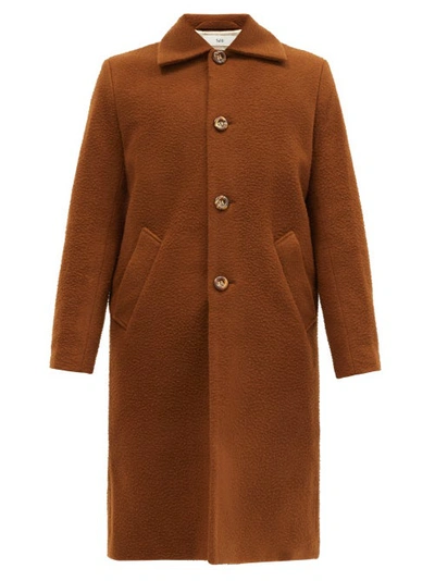 Séfr Ian Single-breasted Wool-blend Fleece Coat In Brown