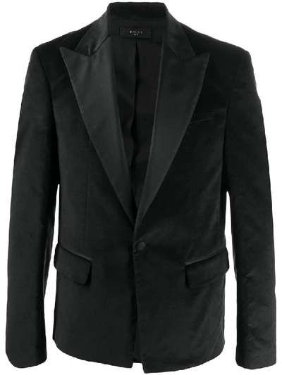 Amiri Silk Peak-lapel Single-breasted Velvet Jacket In Black