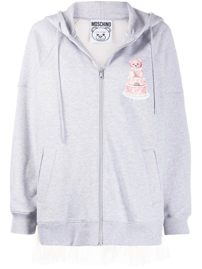 Moschino Teddy Cake Tulle Hoodie In Grey