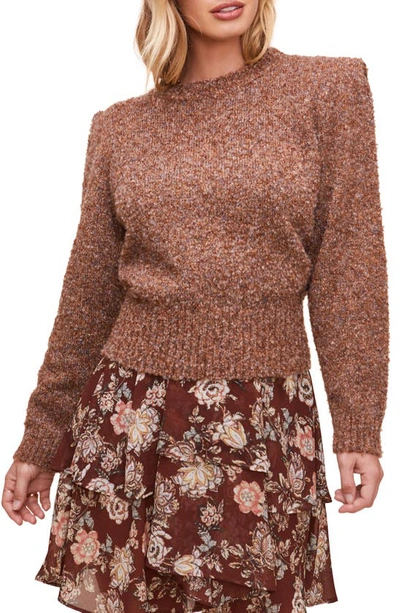 Astr Caroline Boucle Sweater In Caramel Multi