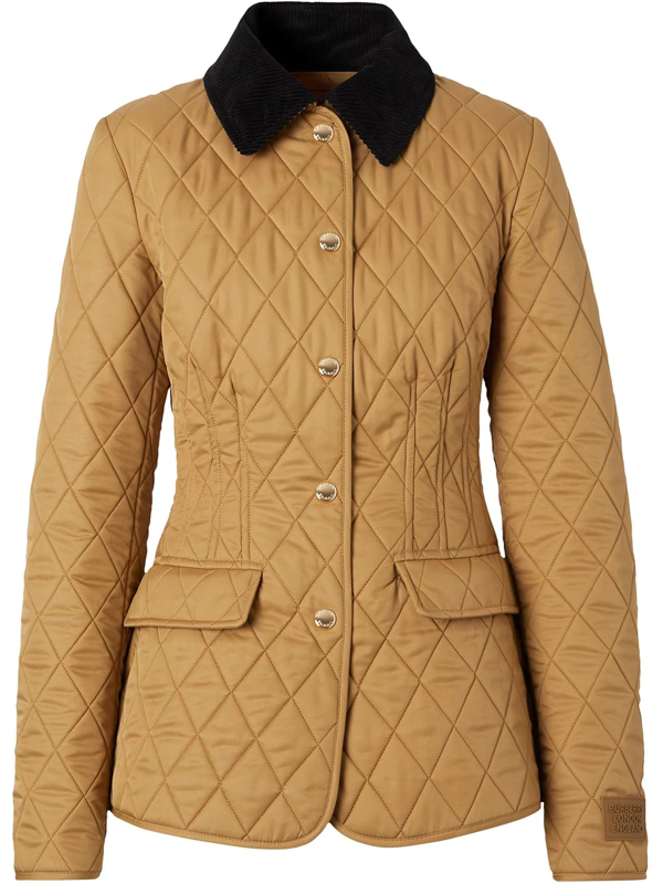 Burberry Corduroy Collar Diamond Quilted Barn Jacket In Brown | ModeSens