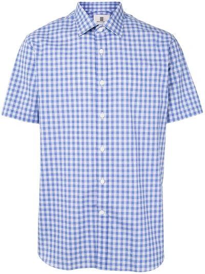 Kent & Curwen Check Print Short-sleeved Shirt In Blue