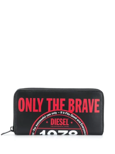 Diesel 'only The Brave' Logo Wallet In Black