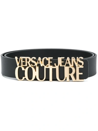 Versace Jeans Couture Lettering Logo Buckle Belt In Black