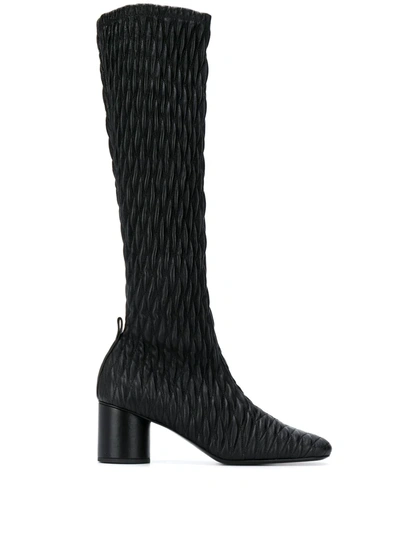 Jil Sander Quilted Paola Knee-high Boots In Black