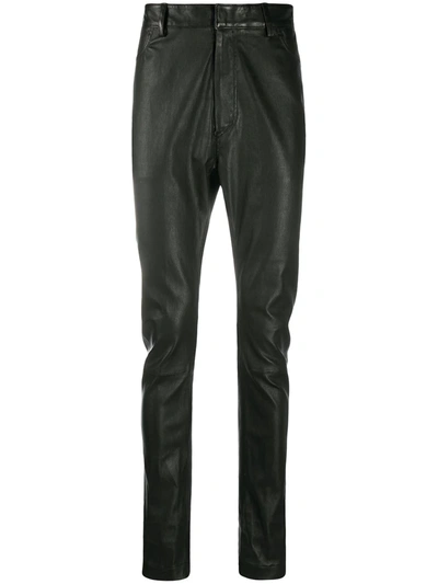 Ann Demeulemeester Slim-fit Leather Trousers In Black