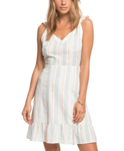 Roxy Juniors' Sunday With You Striped Dress In Snow