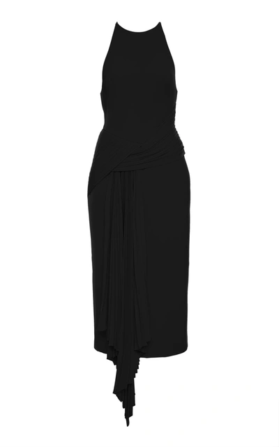Acler Bercy Draped Jersey Midi Dress In Black