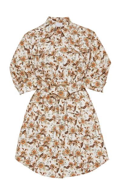 Acler Willow Floral-print Belted Cotton Mini Dress