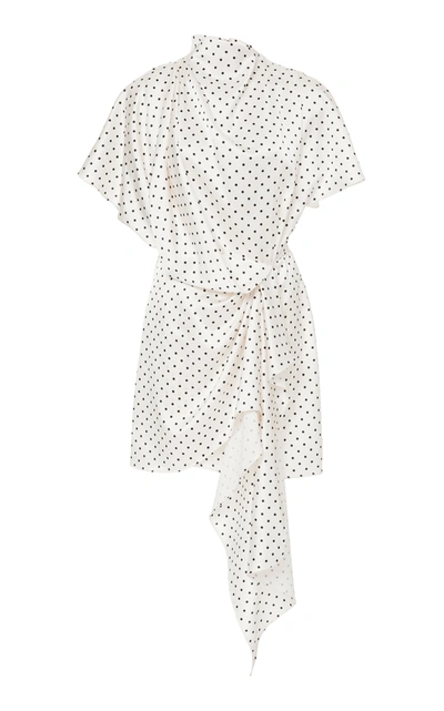 Acler Lochner Polka-dot Draped Satin Mini Dress In Print