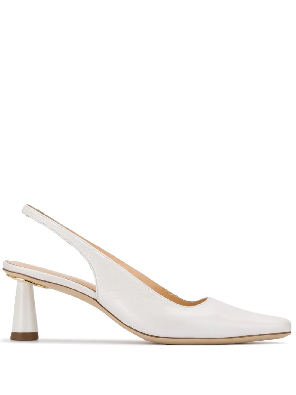 white leather slingback heels