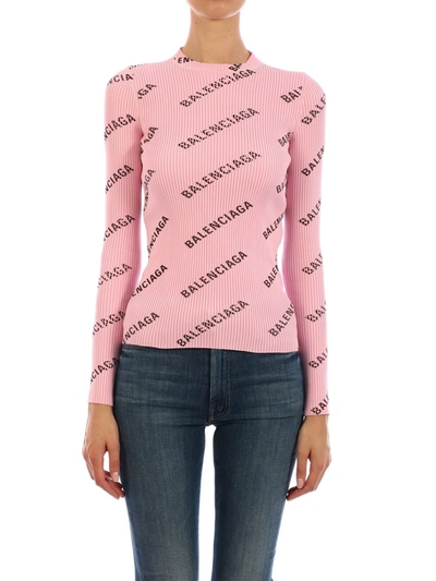 Balenciaga Logo Sweater Pink