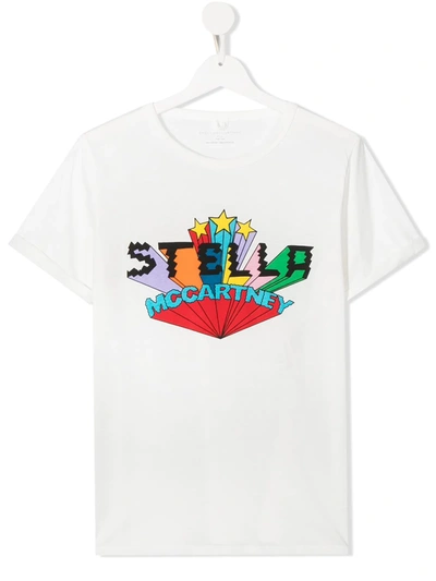 Stella Mccartney Teen Logo Cotton T-shirt In White