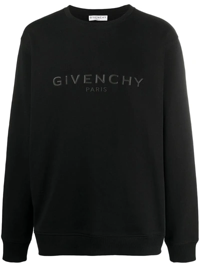 Givenchy Logo Print Crew Neck Sweatshirt In Black