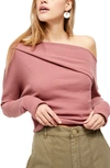 Free People Fuji Off The Shoulder Thermal Top In Mauve Merlot