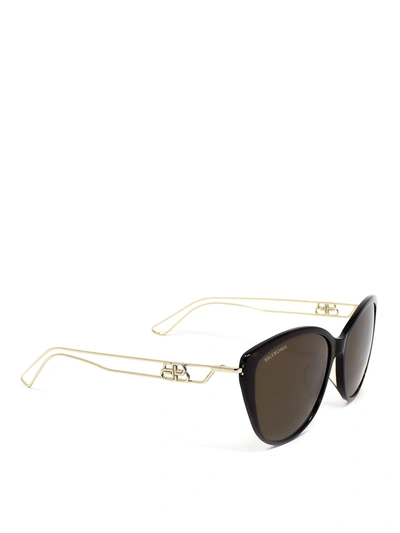 Balenciaga Tortoiseshell Maxi Cat-eye Sunglasses In Brown