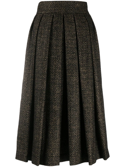 Dolce & Gabbana Check Motif Midi Skirt In Grey In Black