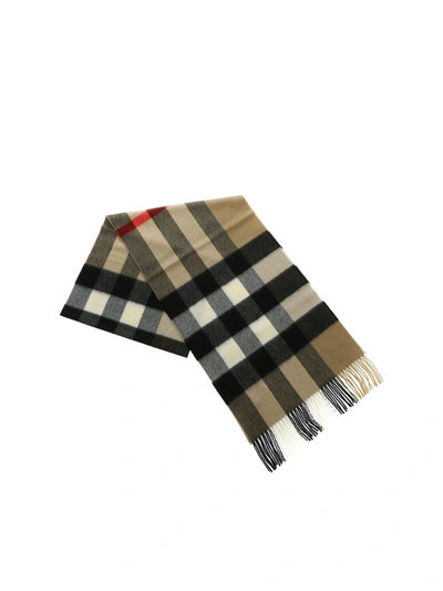 Burberry Half Mega Check Archive Scarf In Beige