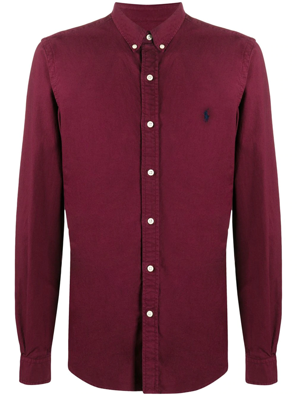 Polo Ralph Lauren Slim-fit Button-down Collar Garment-dyed Cotton Oxford  Shirt In Red | ModeSens