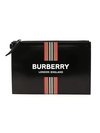Burberry Clutch Bag In Black With Logo Print