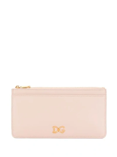 Dolce & Gabbana Logo Appliqué Cardholder In Pink