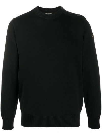 Paul & Shark Check Knit Wool Jumper In Black