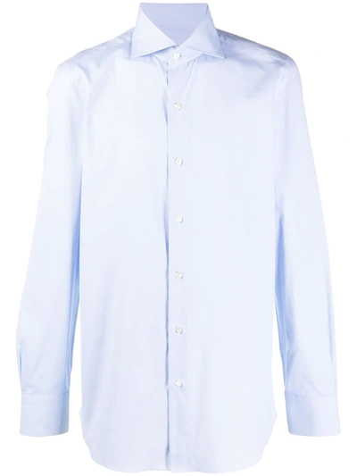 Finamore 1925 Napoli Poplin Dress Shirt In Blue