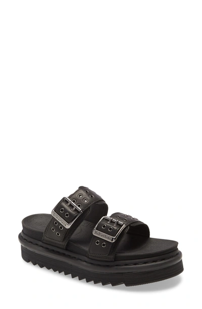 Dr. Martens Miles Ii Buckle Strap Chunky Slides In Black In Black Temperley