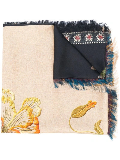 Pierre-louis Mascia All-over Floral Embroidered Scarf In Neutrals