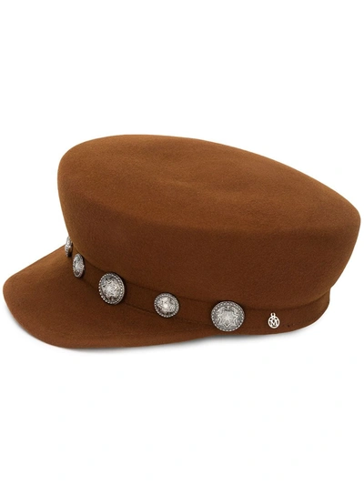 Maison Michel Star-stud Embellished Sailor Hat In Brown