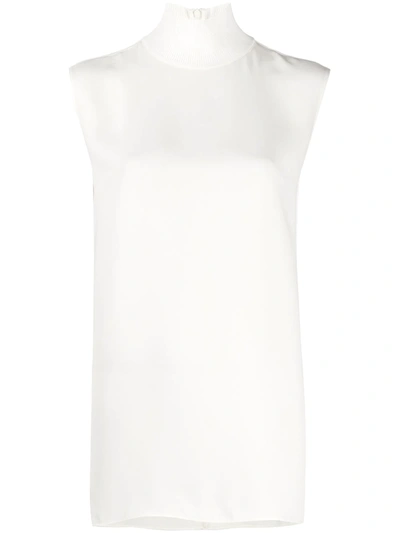 Joseph High-neck Satin Top In White