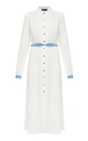 Anna October Alexandra Belted Crepe De Chine Shirt Dress In White