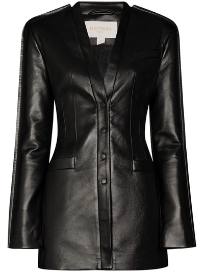 Materiel Button-down Leather Effect Jacket In Black