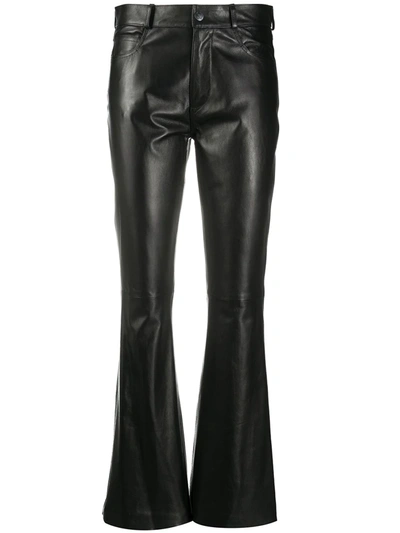 Simonetta Ravizza Zea Bootcut Leather Trousers In Black