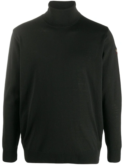 Paul & Shark Turtleneck Virgin Wool Jumper In Black