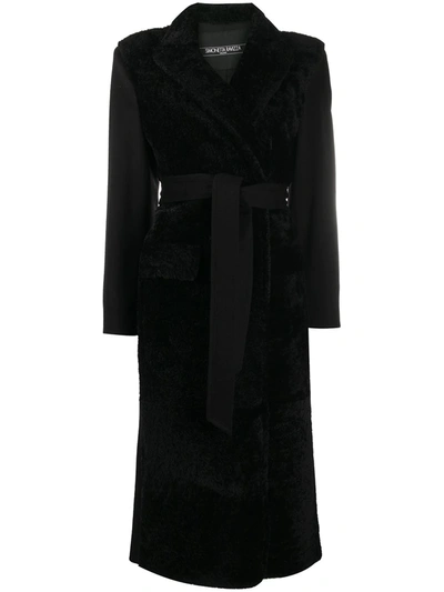 Simonetta Ravizza Belted Shearling Coat In Black