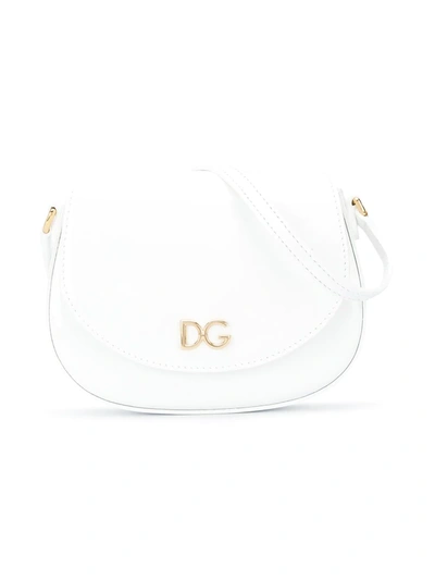 Dolce & Gabbana Kids' Patent Leather Shoulder Bag In White