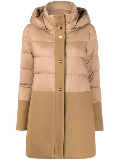 Herno Hooded Padded Coat In Brown