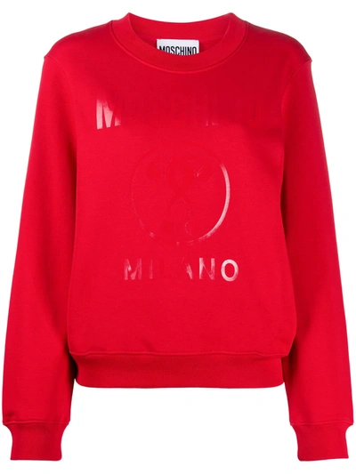 Moschino Double Question Mark Crew-neck Sweatshirt In Red