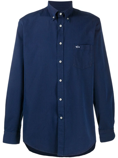 Paul & Shark Button-down Cotton Shirt In Dark Blue