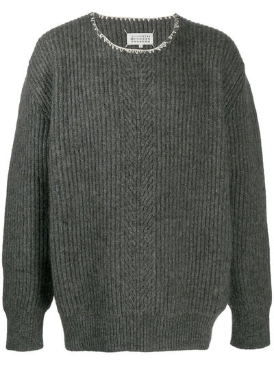Maison Margiela Ribbed-knit Jumper In Grey
