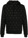 Saint Laurent Grommet Logo Cotton Hoodie In Black