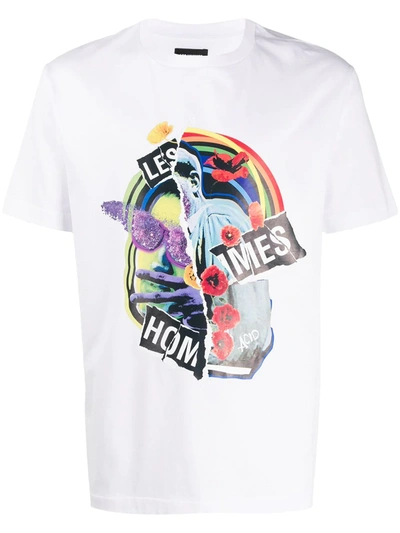 Les Hommes Graphic-print Cotton T-shirt In White