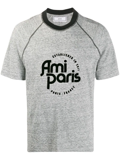 Ami Alexandre Mattiussi Grey 'paris' Logo T-shirt