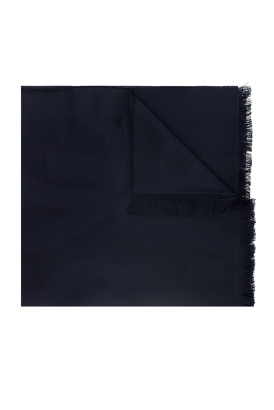 Saint Laurent Logo Plaque Wool Scarf In Black