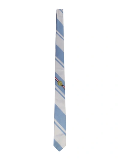 Thom Browne Light Blue/white Silk Tie