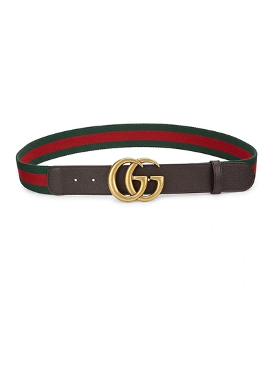 Gucci Women's Gg Leather & Canvas Belt In Grey
